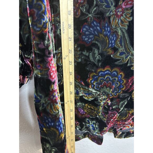 John Mark Floral Velvet Blouse Top Long Sleeve Black Women Size 2X - Picture 4 of 7